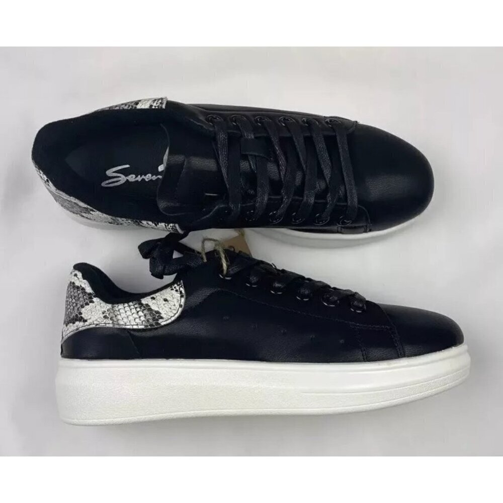 Seven7 Women’s Sneakers‎ Black Low-Top Snakeskin Accent Various Sizes